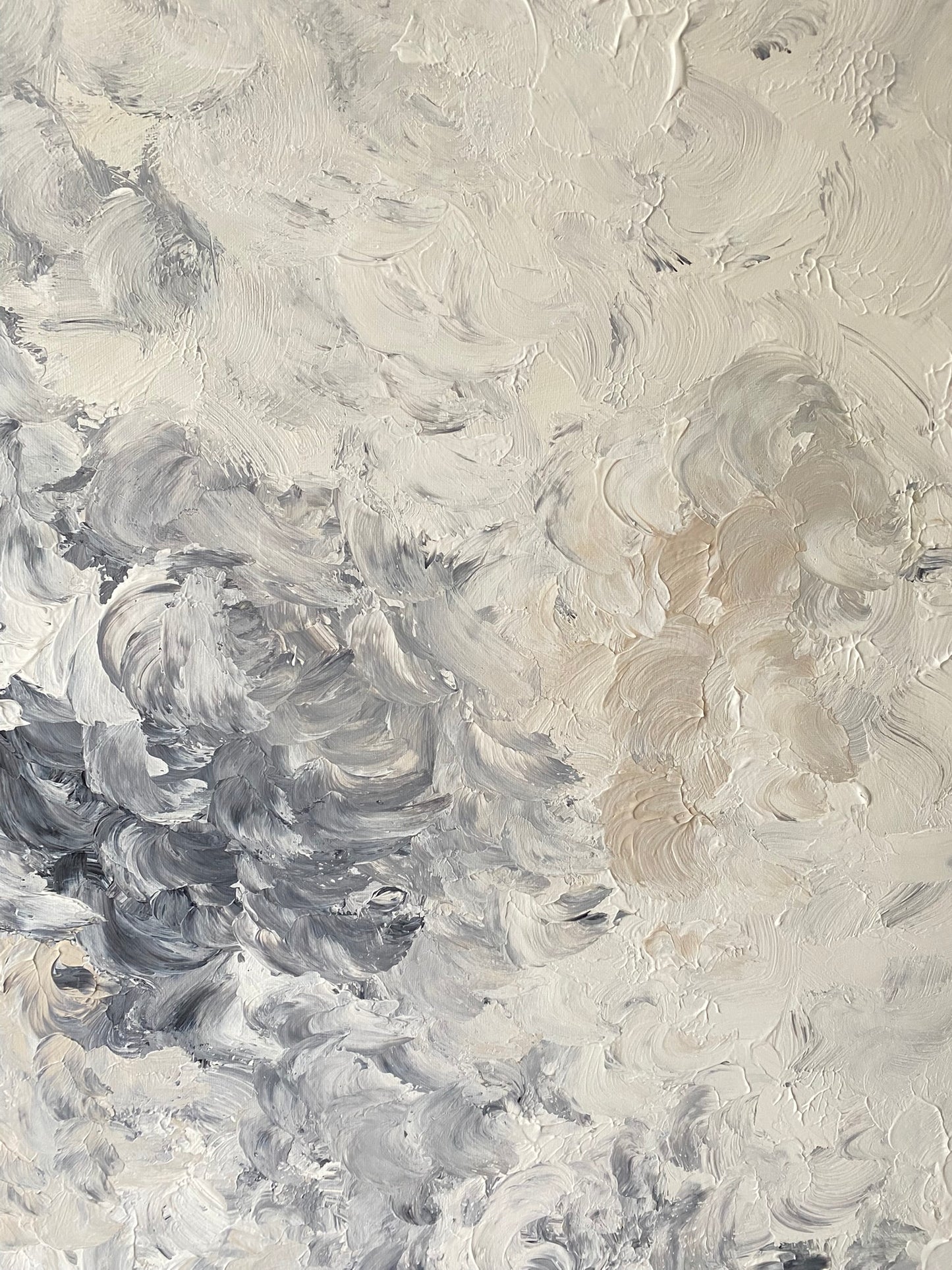 Abstract art with gray and white brush strokes